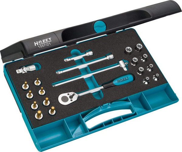 Hazet TORX® gereedschapsset, hol vierkant 10 mm (3/8 inch), buiten TORX® profiel, binnen TORX® profiel, aantal gereedschappen: 21, 1557/21