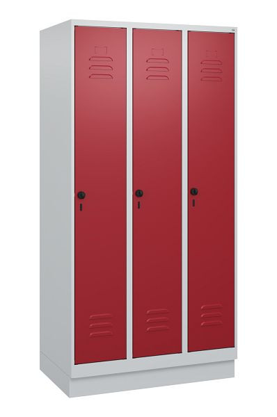 C+P Umkleidespind Classic PLUS, Sockel, 3 Abteile, 1800x900x500mm, 7035/3003, Drehriegel, 0800207-30 S10001