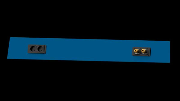 ANKE werkbanken energiekanaalsysteem opbouw, 1190 x 64 x 150 mm, RAL 5010, dubbele mof links, dubbele perslucht rechts, 970.062