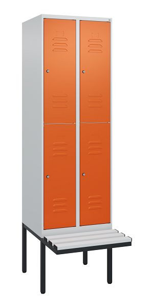 C+P dubbeldekskast Classic PLUS, 2 compartimenten, 2120x600x815mm, 7035/2004, cilindersloten, zwevende zitting, 0803407-20 S10185