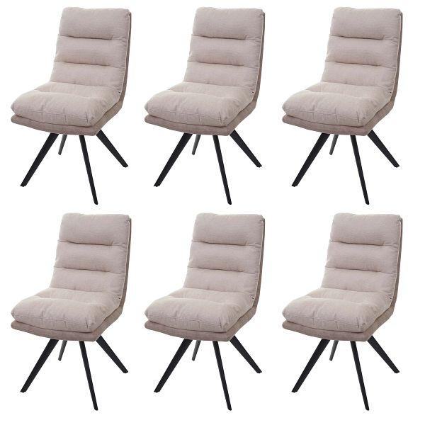 Mendler HWC-G66 set van 6 eetkamerstoelen, keukenstoelen, draaibare auto-position stof/textiel, creme, 6x89715