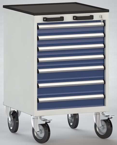KLW gereedschapswagen - 572 x 655 x 880 mm B x D x H, met aan 4 zijden opstaande rand inclusief gegroefde rubberen pad, FEA0700-07ESV-003