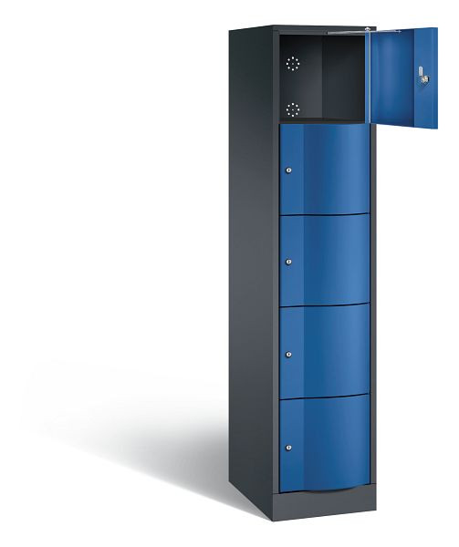 C+P lockerkast Resisto, H1950xB396xD540mm, kleur: zwartgrijs / gentiaanblauw, 8570-172 S10131
