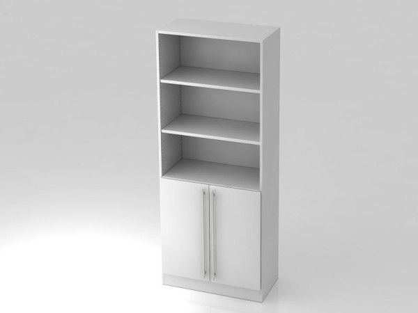 Hammerbacher kast 5OH, 2 deuren onder plintpaneel, relinggreep wit/wit, 80x42x200,4 cm (BxDxH), V7700/W/W/RE