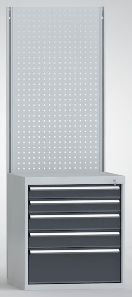 KLW ladekast H: 800 mm B: 725 mm D: 605 mm, kastwandmodule met C-stand en geperforeerd paneel, BGAS0800-05NP-002