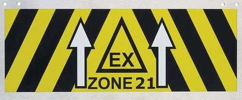 DENIOS Ex-zone identificatieplaatje van roestvrij staal, 270 x 110 mm, Ex-zone 21, 217915