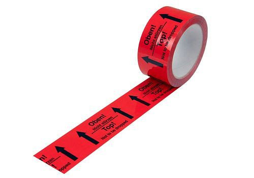 DENIOS waarschuwingstape, PP, opdruk aan de bovenzijde, in signaalrood, 50 mm breed x 66 m, verpakking: 12 rollen, 299572