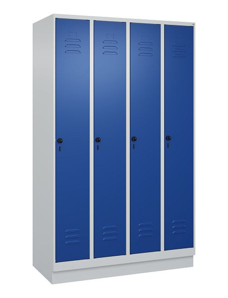C+P Umkleidespind Classic PLUS, Sockel, 4 Abteile, 1950x1200x500mm, 7035/5010, Drehriegel, 080020-40 S10003
