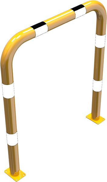 Schak-stootbescherming stalen buis Ø 76 mm geel/zwart, totale breedte: 1000 mm, hoogte boven de grond: 1150 mm, voor plugbevestiging, 477_09PBG