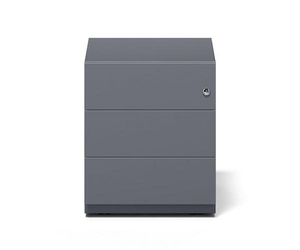 Bisley rolcontainer Note™ met handgreeplijst, 3 universele laden, antracietgrijs, NWA59M7SSS634