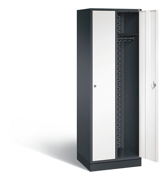 C+P locker Intro, H1950xB620xD490mm, kleur: zwartgrijs / verkeerswit, 8170-201 S10067