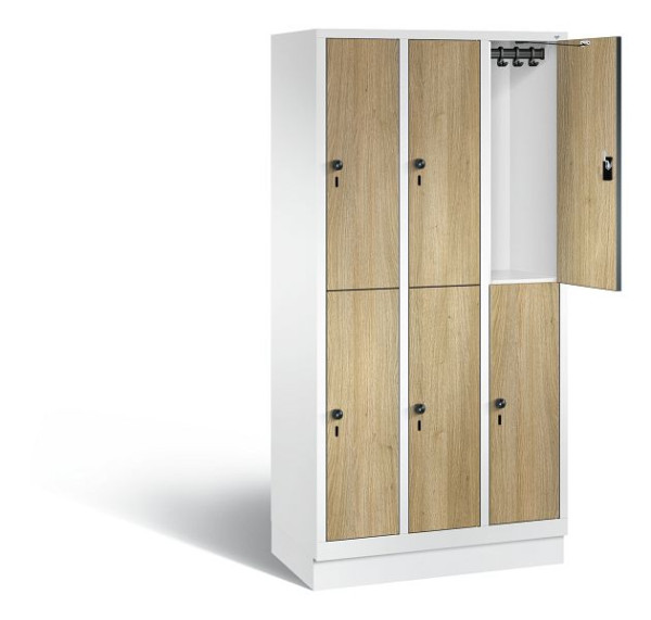 C+P locker 2-laags Evolo, H1800xB900xD500mm, kleur: verkeerswit / decor eiken Sereno, 48320-30 S10663