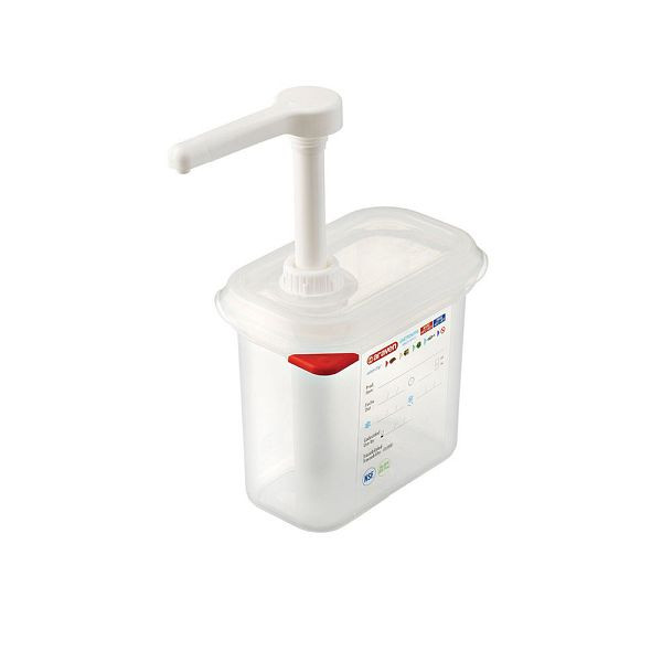 Stalgast pompdispenser GN 1/9 gemaakt van polypropyleen, inhoud 1,5 L, GN1619190
