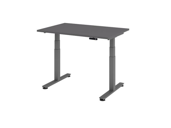 Hammerbacher elektrisch zit-sta bureau 120x80cm grafiet, werkhoogte 63,5-128,5 cm, VXDSM12/G/G