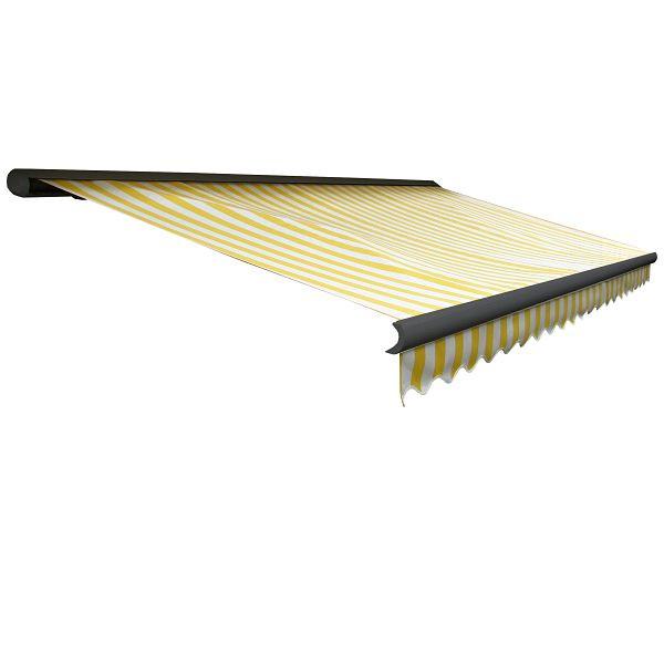 Mendler elektrische cassetteluifel T122, volledige cassette volant 4x3m, polyester geel/wit, antraciet, 58263+34295+58310+34300