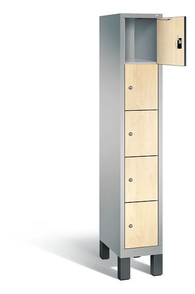 C+P lockerkast Evolo, H1850xB320xD500mm, kleur: wit aluminium / Donau esdoorn decor, 48010-105 S10151