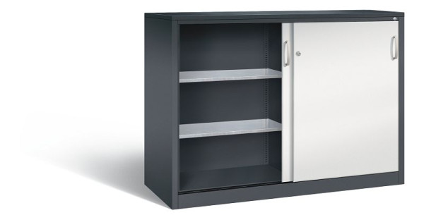 C+P schuifdeurkast Acurado, H1200xB1600xD600mm, kleur: zwartgrijs/lichtgrijs, beugelgreep, 2167-09 S10034