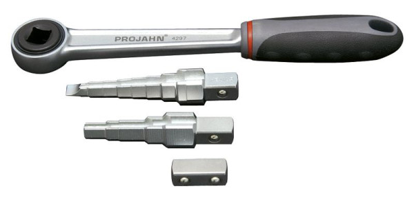 Projahn omschakelratelset 3 stuks 1/2" omschakelratel + stapsleutel + vierkant, 4297-10