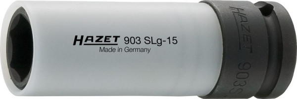 Hazet Impact Machine Schroevendraaier Socket, Hex, Hol Vierkant 12.5mm, 15mm, Wielmontage, Lang, 903SLG-15