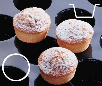 Contacto bakmat mini muffins 51x29 mm Flexipan, zwart, 60 x 40 cm, 6690/051