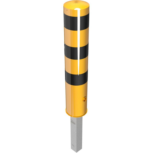 Stein HGS HGS stalen buispaal/rambeschermpaal - Bolder-, 1500 mm/met driehoekslot, geel gecoat met 3 zwarte strepen, geen oogjes, 36705b-g