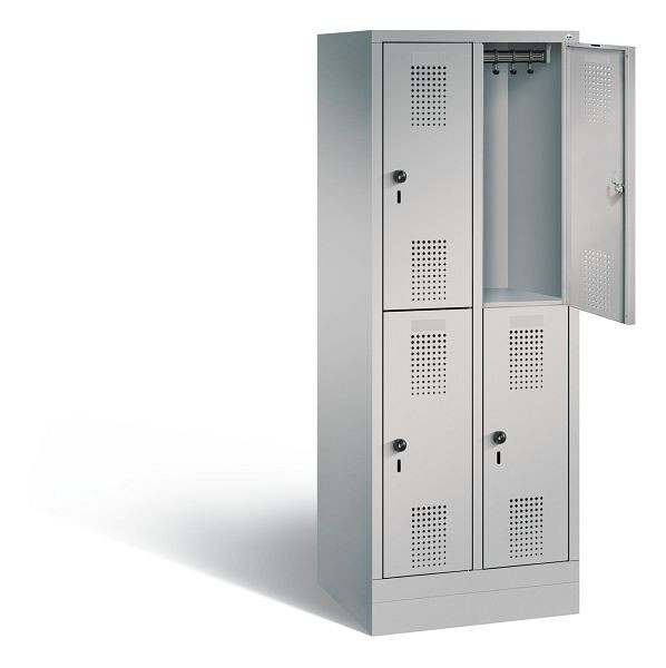 C+P schoollocker dubbeldekker Evolo, H1600xB610xD500mm, kleur: wit aluminium, 483206-20 S10067