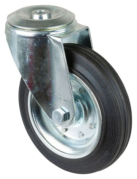 BS rollen transportrol, wielbreedte 40 mm, wiel-Ø 160 mm, draagvermogen 160 kg, zwart rubberen loopvlak, wiellichaam stalen velg, rollager, L101.B55.160