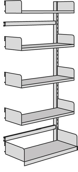 Kerkmann Univers vrije armplank, B 1000 x D 300 x H 2000 mm, lichtgrijs, 52881311