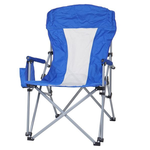 Mendler campingstoel HWC-L50, klapstoel, visstoel, regisseursstoel, afwasbare beschermhoes staal stof/textiel, blauw, 99496