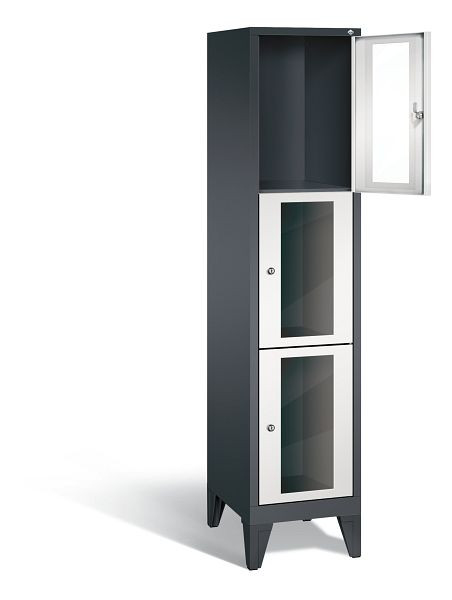 C+P lockerkast Classic, H1850xB420xD500mm, kleur: zwartgrijs/lichtgrijs, 8010A123 S10016