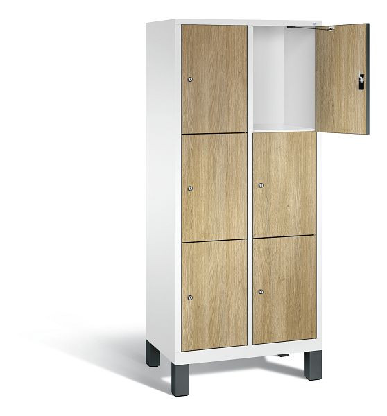 C+P lockerkast Evolo, H1850xW810xD500mm, kleur: verkeerswit / decor eiken Sereno, 48010-223 S10138