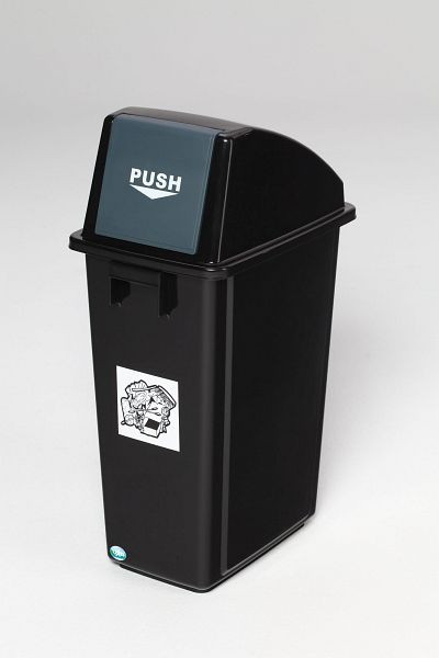 VAR KS recyclebare afvalbak 58 liter, zwart / inwerpklep grijs, 3545