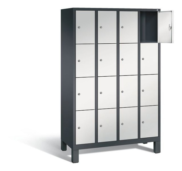 C+P lockerkast Evolo, H1850xB1190xD500mm, kleur: zwartgrijs/lichtgrijs, 48010-404 S10194