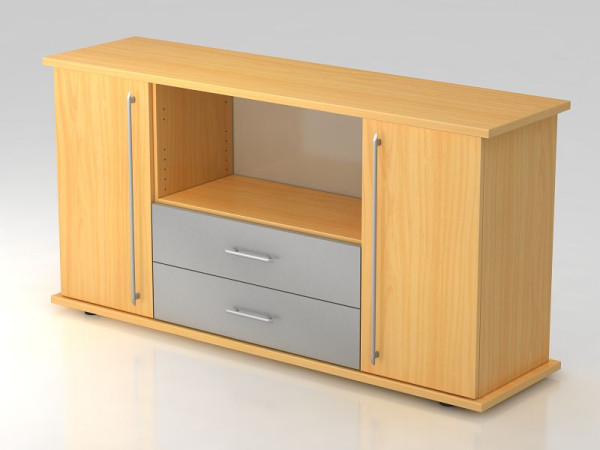 Hammerbacher dressoir 2 deuren, 2 laden, beuken/beuken relinggreep, 166,1x44,8x84 cm (BxDxH), VSBTS/6/6/RE