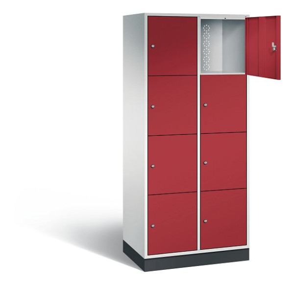 C+P XL lockerkast Intro, H1950xW820xD490mm, kleur: lichtgrijs/robijnrood, 8470-202 S10142