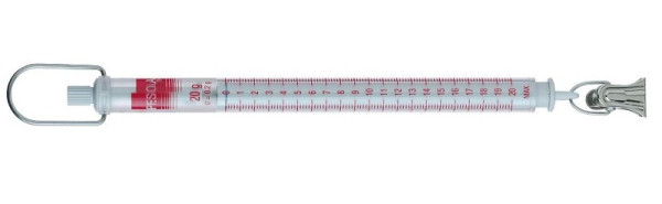 PESOLA veerweegschaal 20g, schaalverdeling 0,2g, Light Line, rood, met klem, 10020