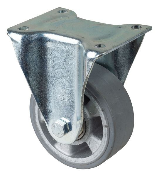 BS Rollen zwaarlastwiel, bokwiel, wielbreedte 50 mm, wiel-Ø 125 mm, draagvermogen 220 kg, grijze elastische banden, aluminium, kogellagers, L610.B83.125