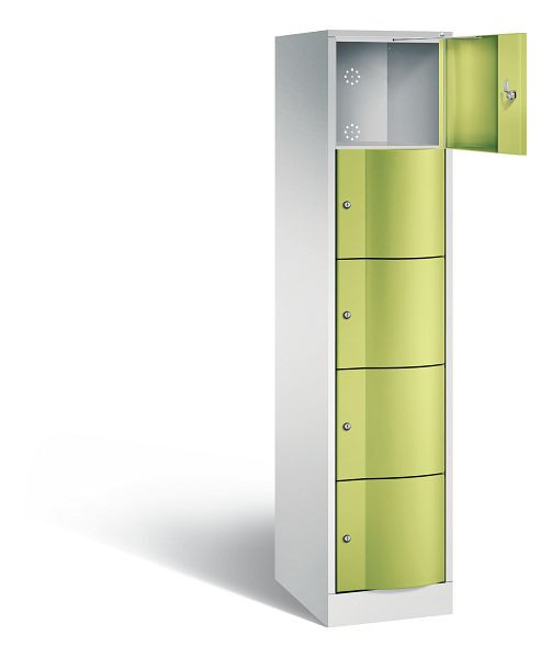 C+P lockerkast Resisto, H1950xB396xD540mm, kleur: lichtgrijs / virid groen, 8570-172 S10136