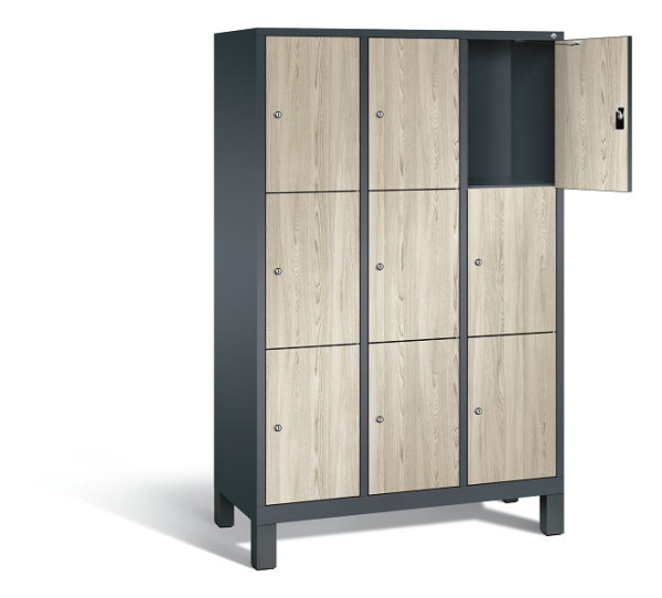 C+P lockerkast Evolo, H1850xB1200xD500mm, kleur: antracietgrijs / decor Sen ash, 48010-323 S10192