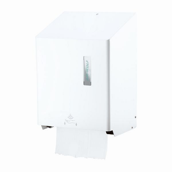 Air Wolf automatische handdoekroldispenser, Omega-serie, H x B x D: 406 x 278 x 211 mm, wit roestvrij staal, 29-424