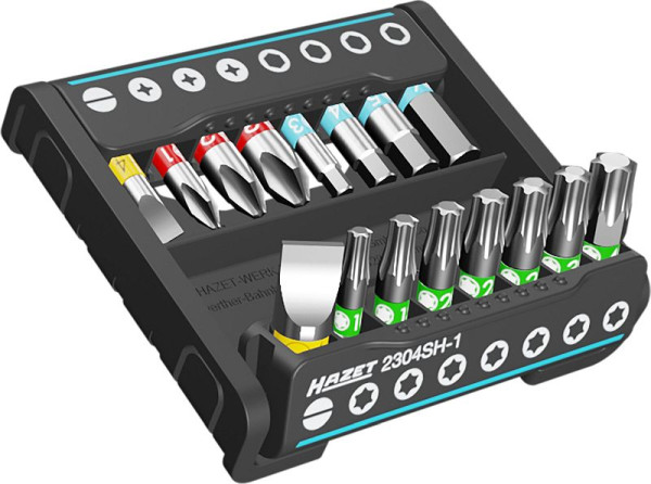 Hazet SmartHolder met 16 bits, kort, zeskant 6,3 (1/4 inch), gleuf, Phillips PH, binnenzeskant, binnen-TORX®, aantal gereedschappen: 16, 2304SH-1