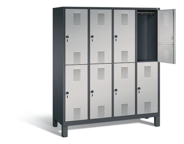 C+P locker dubbeldekker Evolo, H1850xW1590xD500mm, kleur: zwart-grijs/wit aluminium, 48310-42 S10107