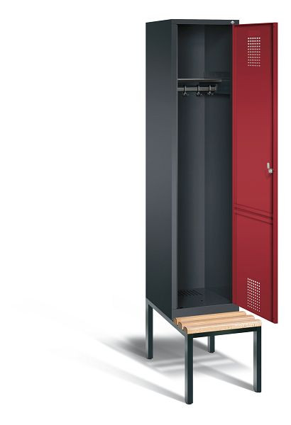 C+P Evolo kleerkast, H2090xW420xD815mm, kleur: zwart-grijs/robijnrood, 48050-12 S10052