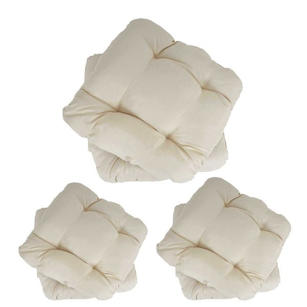 Mendler Set van 6 Dublin zitkussens, stoelkussens, 41x38x8cm, creme, 37609+37609+37609
