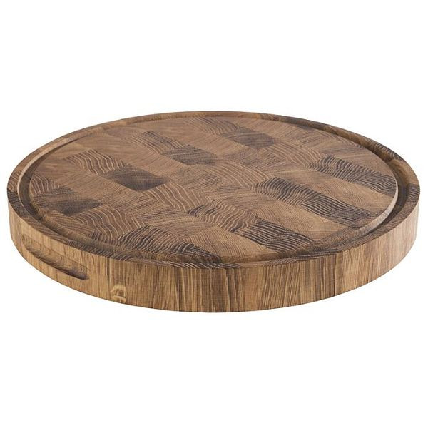 APS buffetplank -PROFI-, Ø 39 cm, hoogte: 4,5 cm, eikenhout, met sapgoot, met 2 zijopeningen, 00816