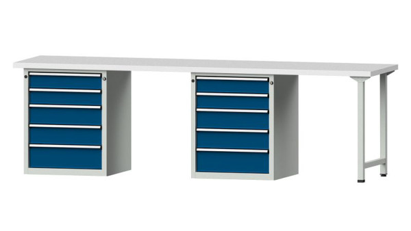 ANKE werkbanken combinatie werkbank, model 915 V, 2800 x 700 x 840 mm, RAL 7035/5010, KSP 40 mm, 415.132