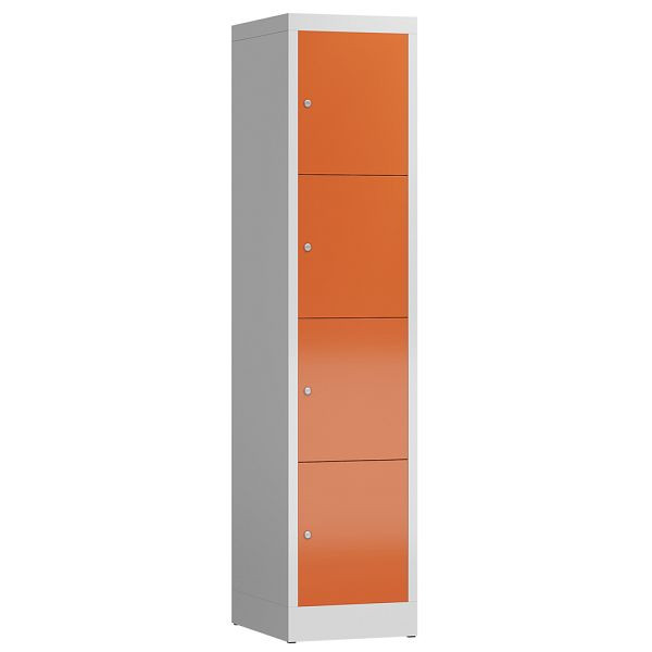 Lüllmann ClassiX lockerkast, 1 compartiment, 4 compartimenten, 1800 x 415 x 500 mm, lichtgrijs/vuurrood, X-523414