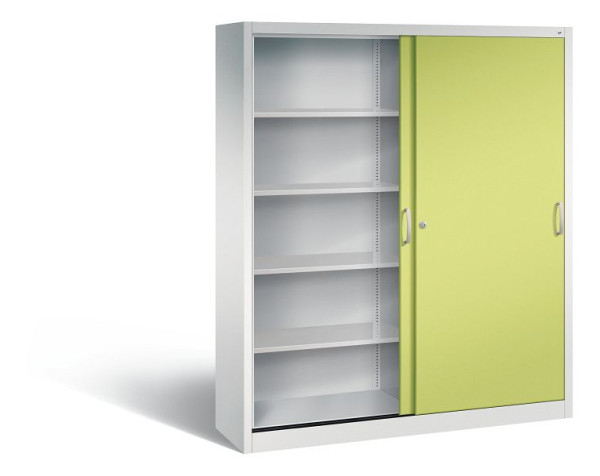 C+P schuifdeurkast Acurado, H1950xB1600xD400mm, kleur: lichtgrijs / virid groen, beugelgreep, 5 niveaus, 2140-00 S10202