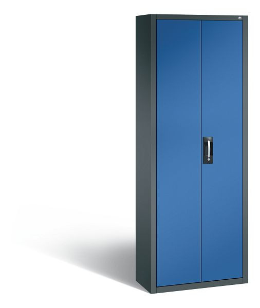 C+P tijdschriftenkast serie 13, H1980xB700xD300mm, kleur: antracietgrijs / gentiaanblauw, verzonken handgreep, 133113A22 S10021