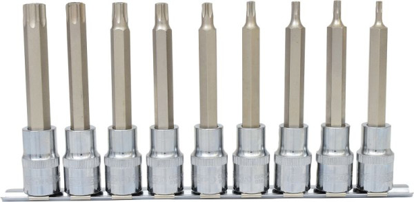 KS Tools 1/2" CHROMEplus bitdoppenset Torx, boring, lang, 9-delig TB20-TB60, 918.1890